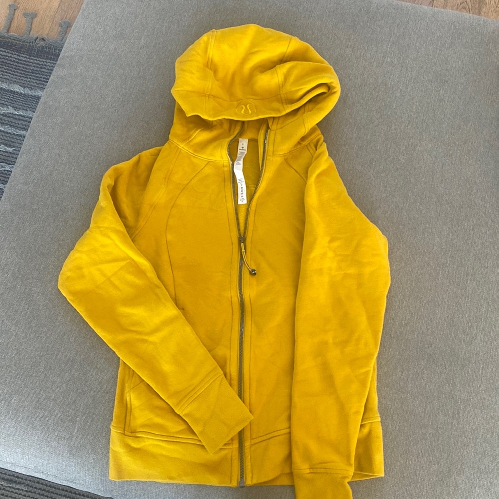 Mustard scuba full zip Lululemon hoodie